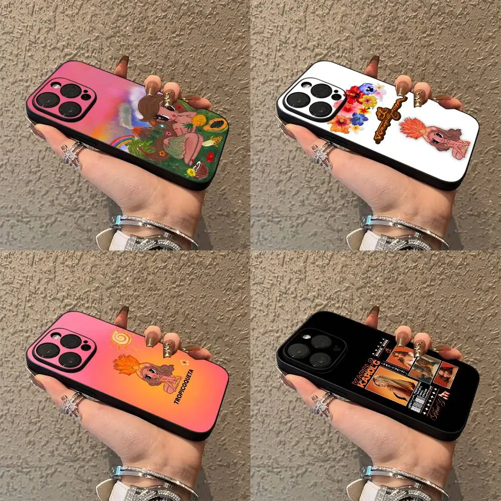 

K-Karol G Tropicoqueta Phone Case For iPhone 16,15,14,13,12,11,Pro,XS,Max,XR,Plus,E,SE4,Mini Black Soft Shell