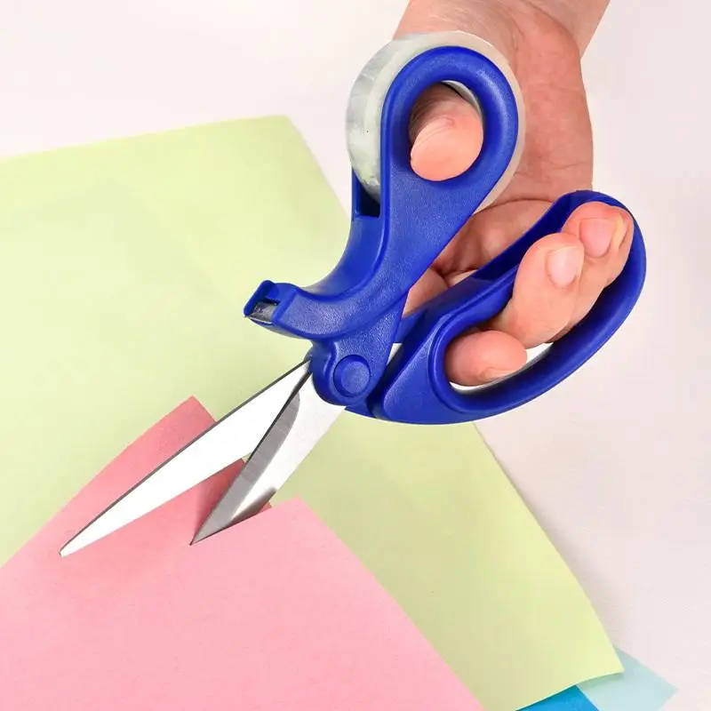2 In 1 Scissors And Cutter With Tape Dispenser Multipurpose Paper Roll Cutter For Gift Wrapping Office Use