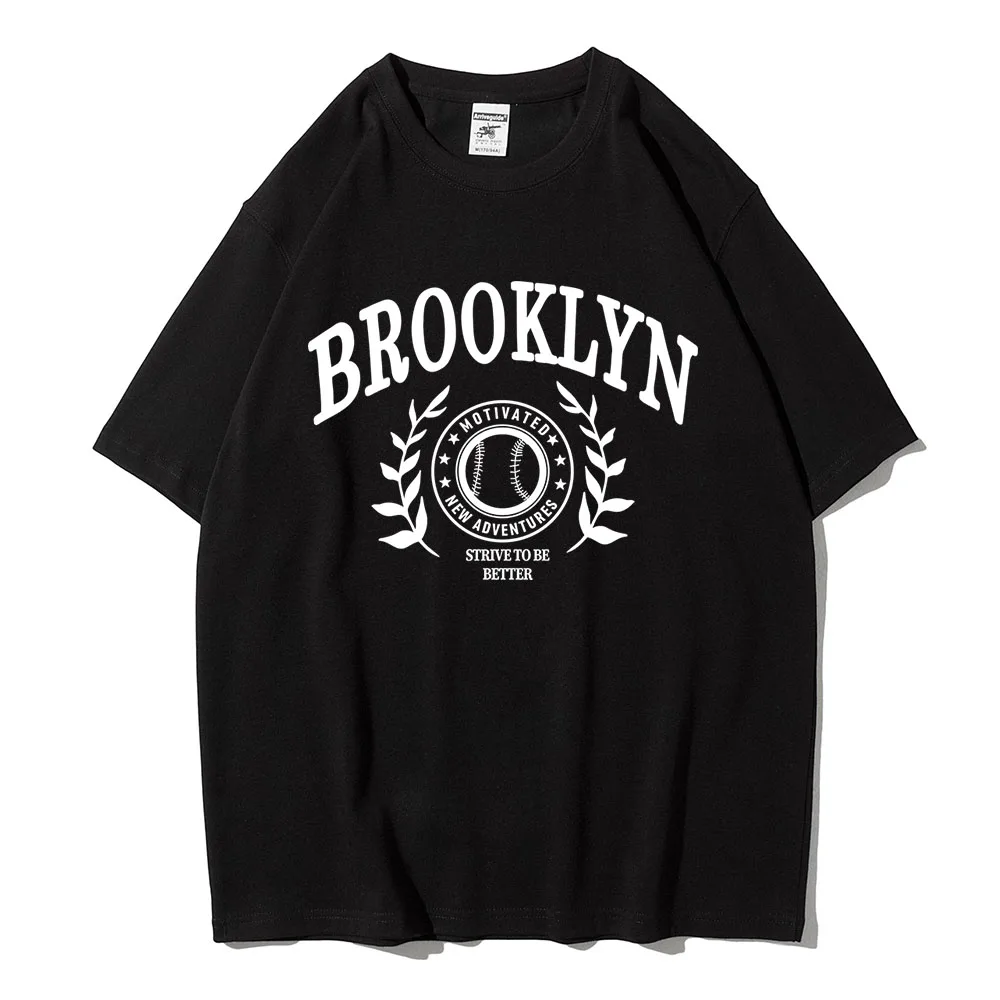 Brooklyn Strive To Be Better Letter Female T Shirt Street Hip Hop Clothing Cool Cotton Oversized Tee Top Fashion Casual Tshirt