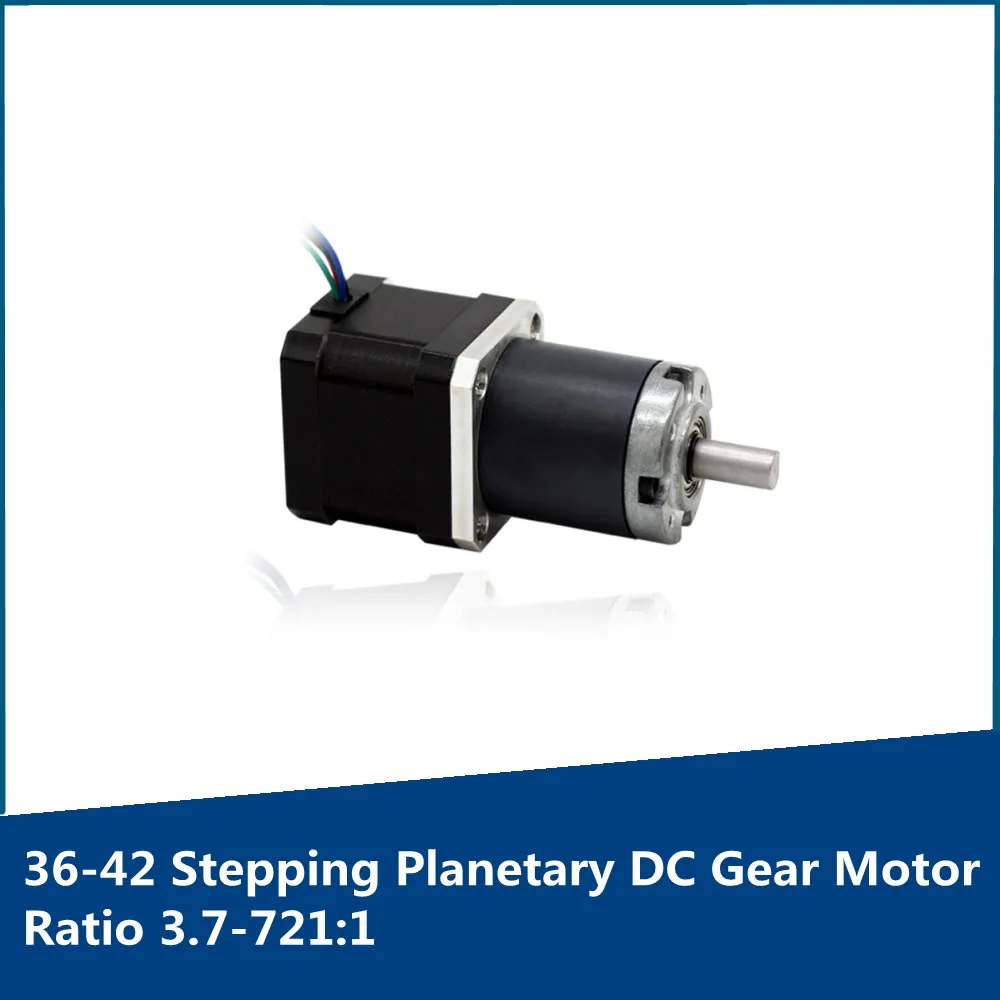 

36-42 Stepping Planetary DC Gear Motor Ratio 3.7-721:1 High Torque Steel Gear Low Speed Drive Speed Regulation Micro Motor