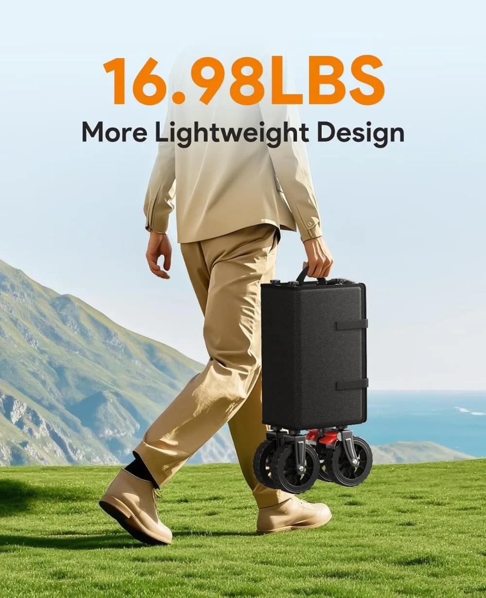 Wózek składany o udźwigu 150 kg, koła terenowe z hamulcami do kempingu, zakupów i sportów