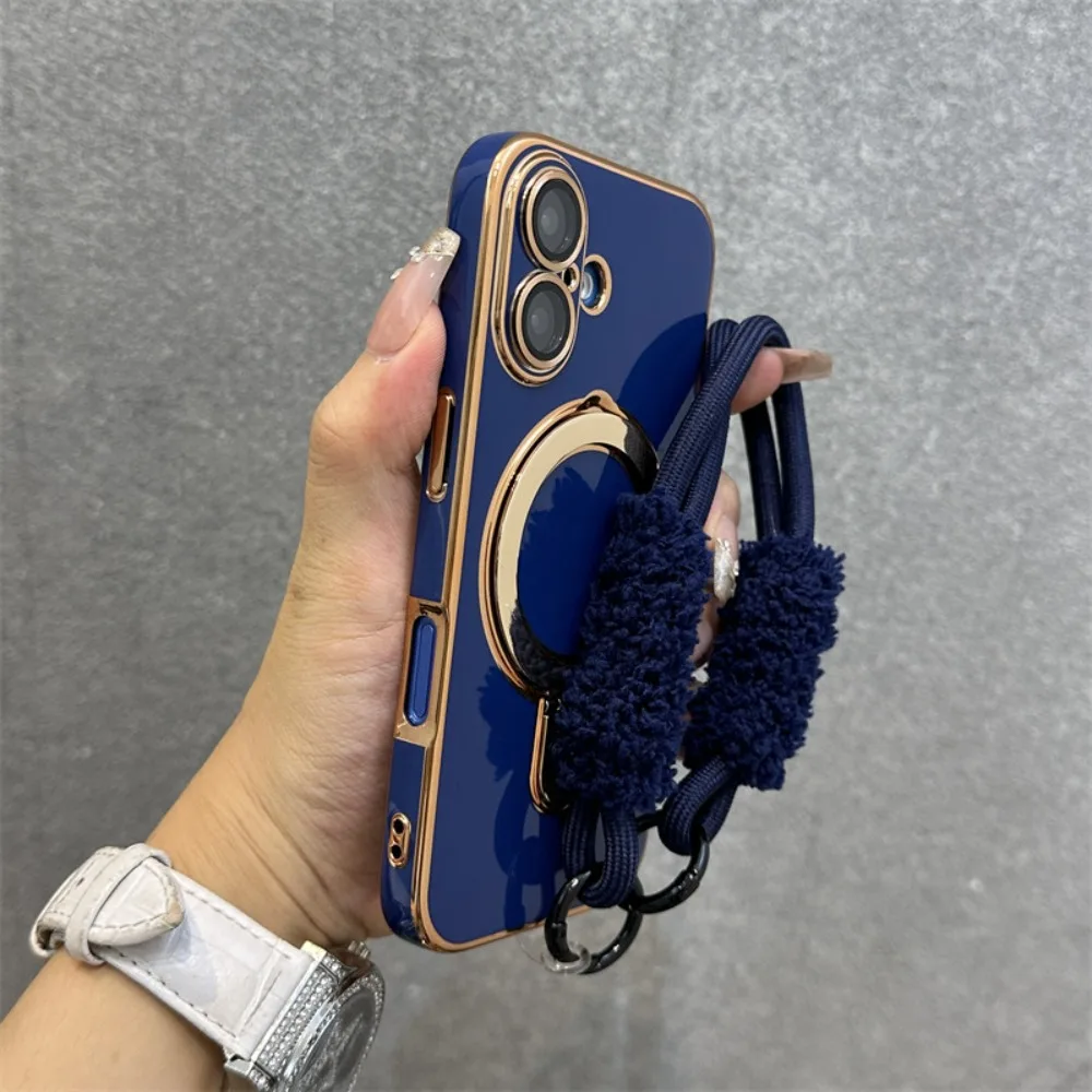 

For iPhone 17 Pro Max Case Electroplated Magnetic Stand with Lens Protector Compatible with iPhone 16 15 14 13 12