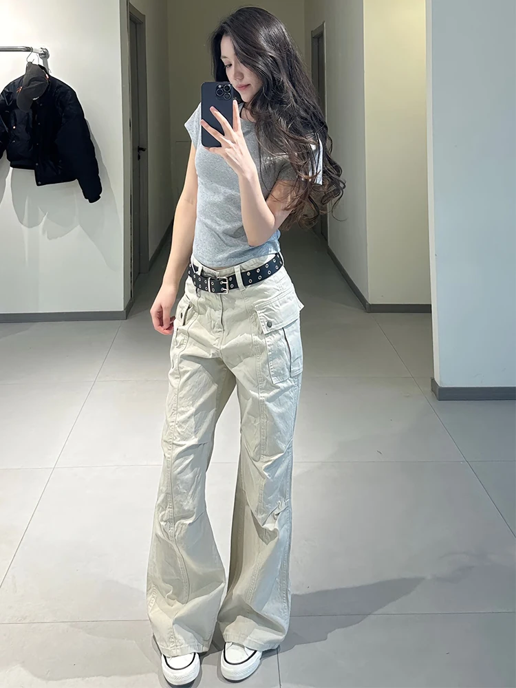 

Cleanfit American Retro Straight Leg Workwear Pants Women's Spring Crease Design Trendy High Street Vibe Jeans Youth Faion