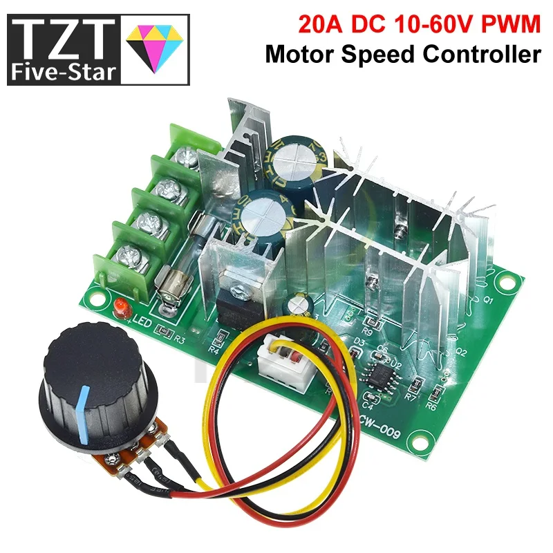 DC 10-60V Motor Speed Control Regulator TZT PWM Motor Speed Controller Switch 20A Current Regulator High Power Drive Module
