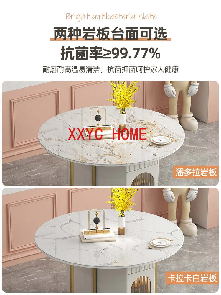 Storage Dining Table Household Stone Plate Foldable with Induction Cooker Heat Dish round