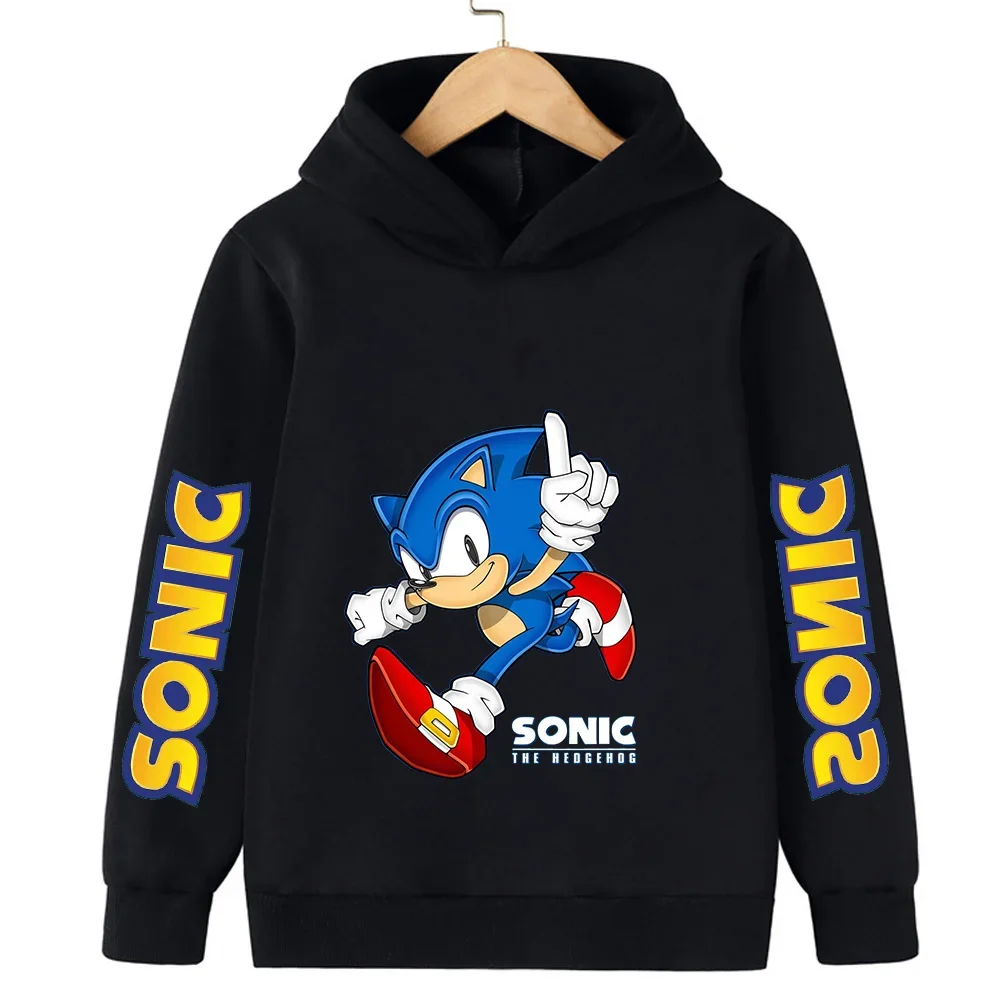 

Girls Autumn and East Season Clothing Cartoon Sonic The Hedgehog Hoodie Top Sonic Boys Children's Sports Top Gift 2D Printing