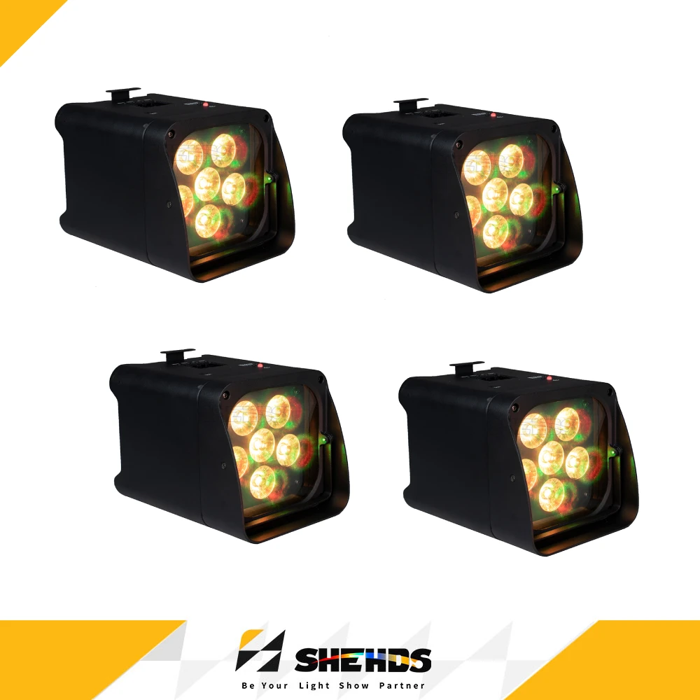 SHHEHDS 2/4/6PCS Projecteur PAR LED 6x18W 6 en 1 RGBAW+UV à télécommande sans fil, alimenté par batterie, mobile, pour discothèque, KTV, bar, lumières de Noël