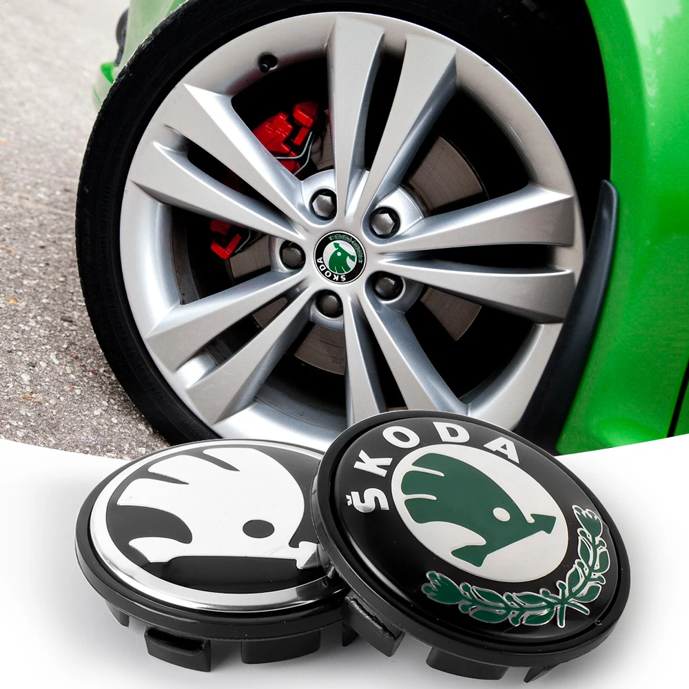 4pcs Car Badge Rims Logo Hub Cap Decoration Cover Accessories For Skoda S Fabia Rapid Superb Octavia A5 a7 2 Kodiaq Scala VRS