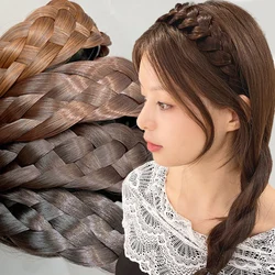 Wig Braided Headbands for Women Fishbone Wide Twist Hairbands Handmade Head Hoop Hair Bands Styling Headwear Accessories Gift