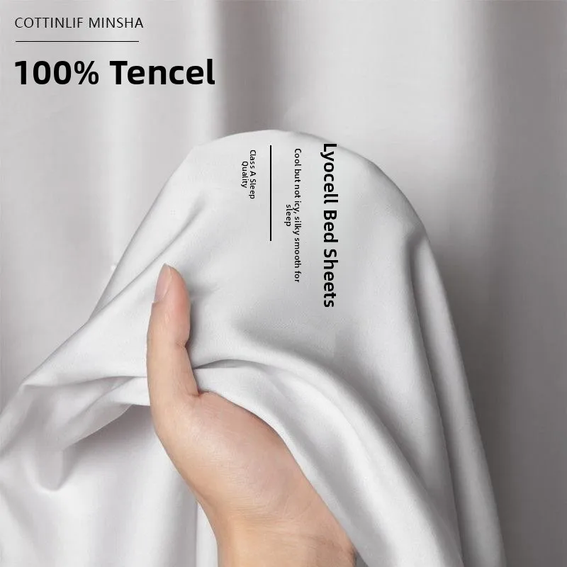 Single-piece Pure Color Lenzing  Bed Sheet Protectant Cover Summer Lightweight Breathable European Style
