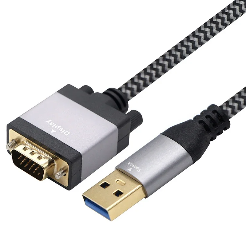 

Видеокабель USB 3 0–VGA для подключения ноутбуков к мониторам и проектора, длина 2 м для расширенных рабочих мест