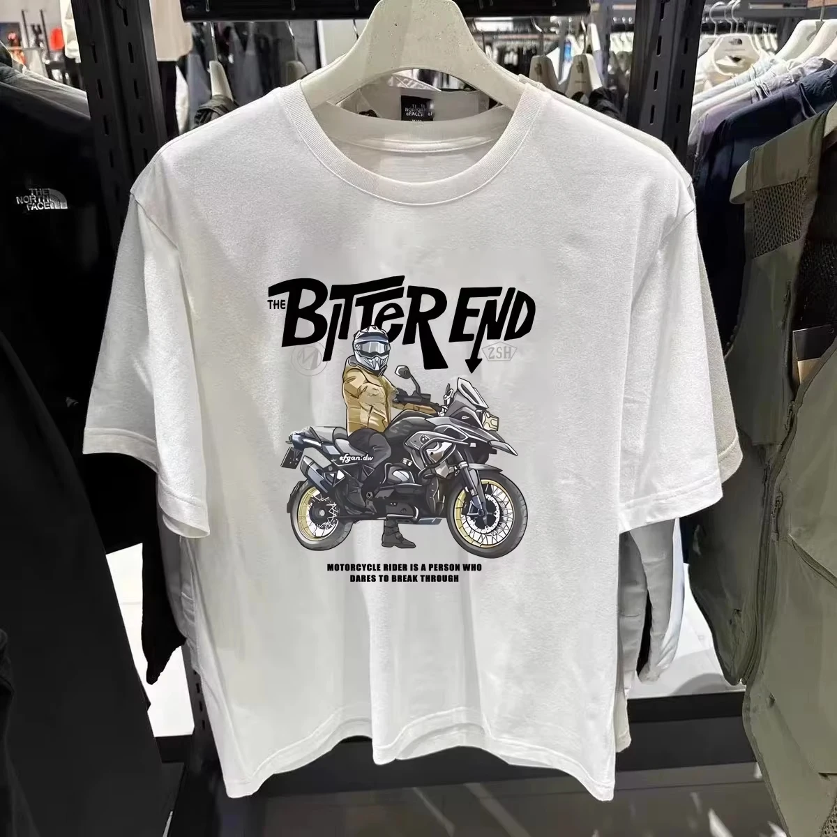 

Vintage New Small Print T-shirt Men's and Women's Casual Trend Loose Short Sleeve Pure Cotton Round Neck Half Sleeve Top