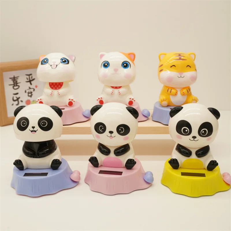 2024 New Solar Powered Shaking Head Doll Toy Cute Animal Small Ornaments Desktop Car Decorations Children\'s Gifts