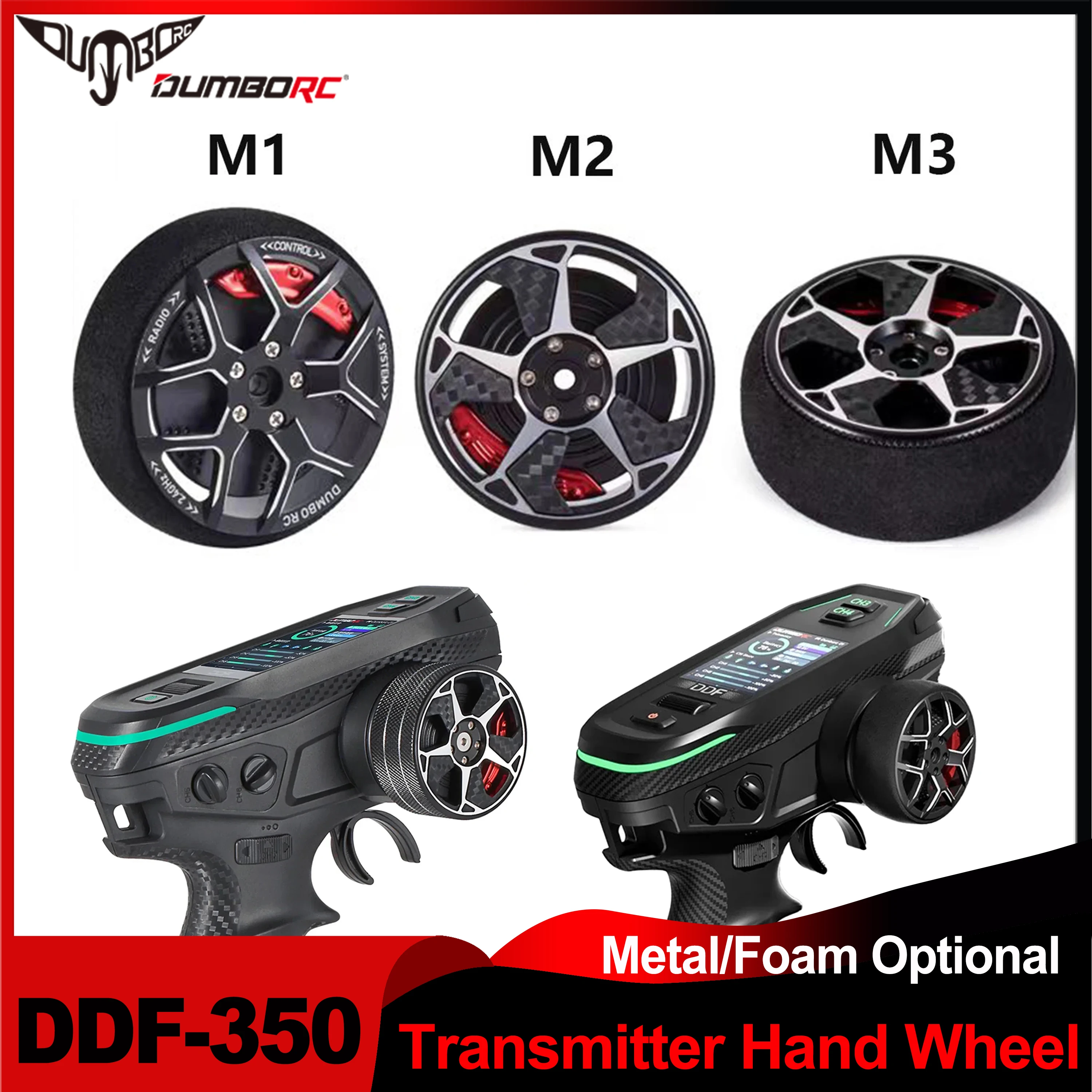 DUMBORC DDF-350 RC Trasmettitore telecomando Volante in metallo con schiuma per X6PM Flysky Nobel NB4 X10P Accessori