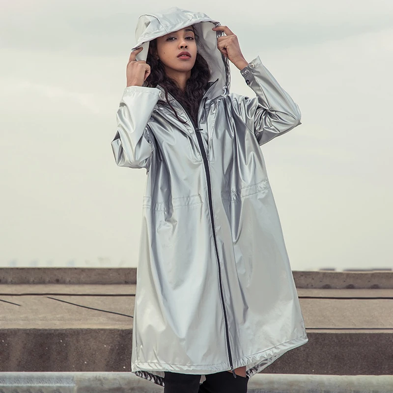 Women's Raincoat Luxury Silver Camouflage Long Waterproof Poncho Rain Coat Outdoor Tourist Raincoat Woman Coat Windbreaker Gifts