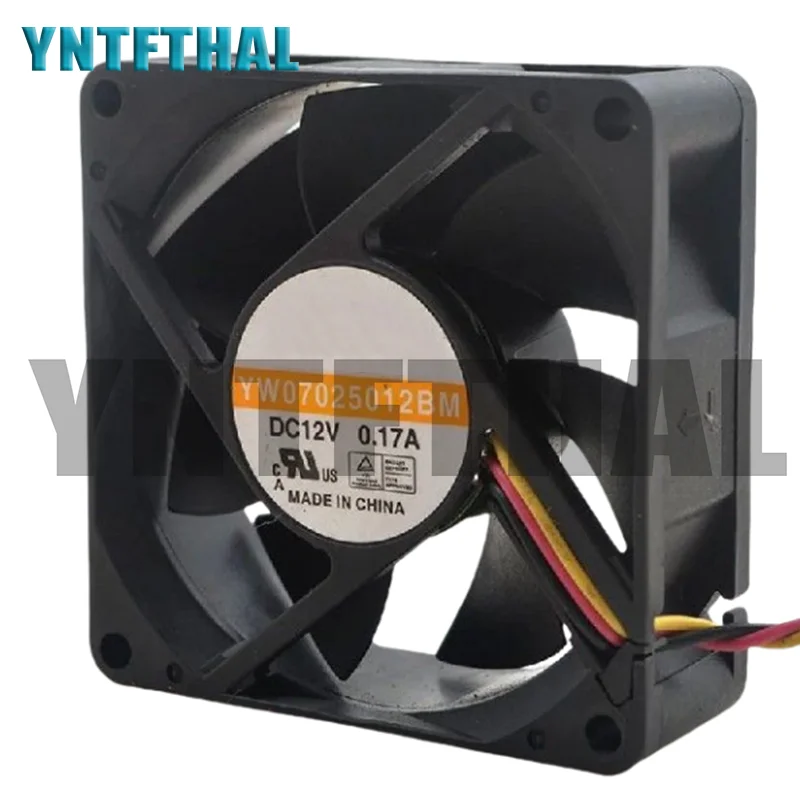 New YW07025012BM DC12V 0.17A 70x70x25MM Three Lines Cooling Fan