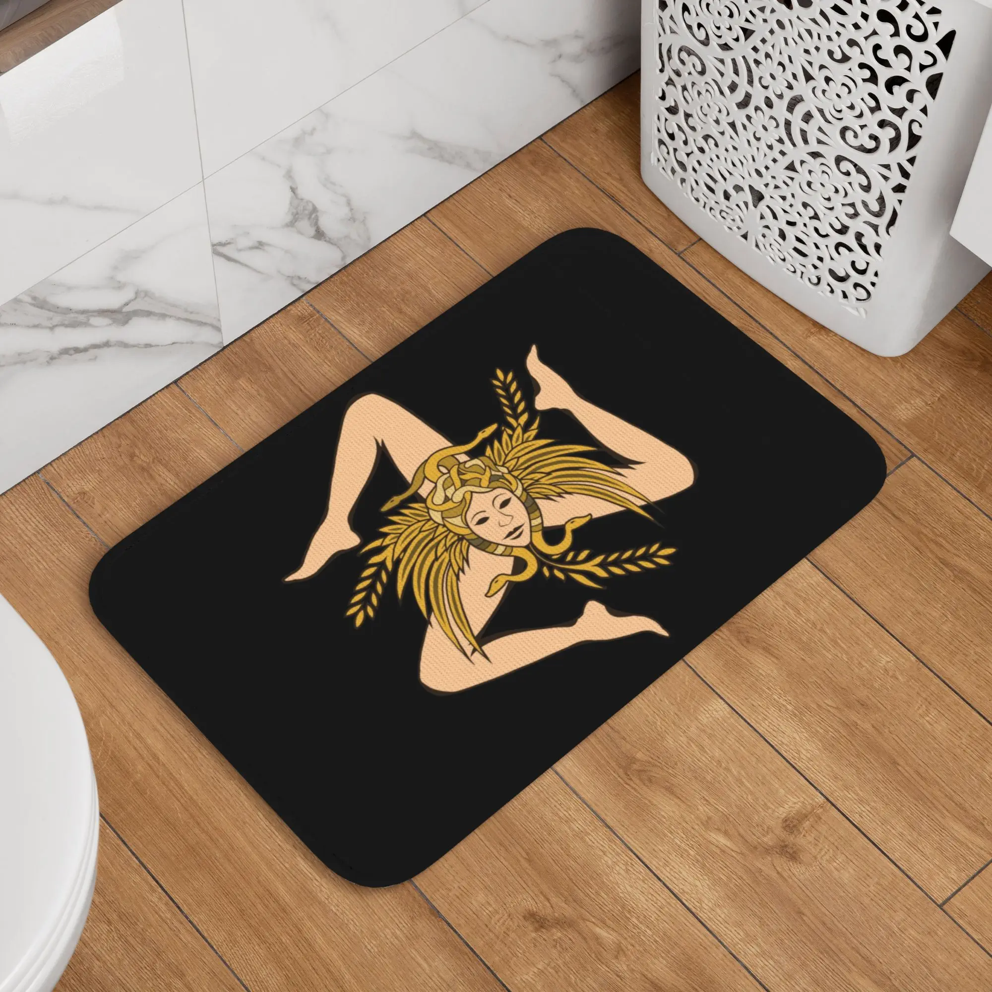 Custom Sicily Trinacria Front Floor Door Entrance Mats Outdoor Italy Sicilian Flag Kitchen Bathroom Doormat Bedroom Carpet Rug