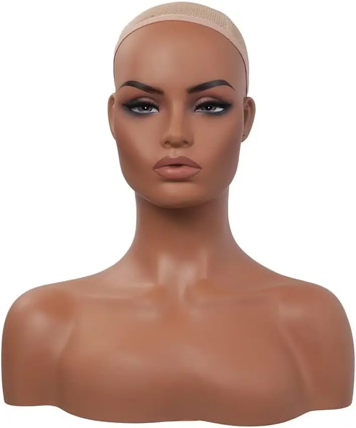 

Realistic Female Mannequin Head with Shoulder for Wigs, Makeup, and Beauty Accessories Display