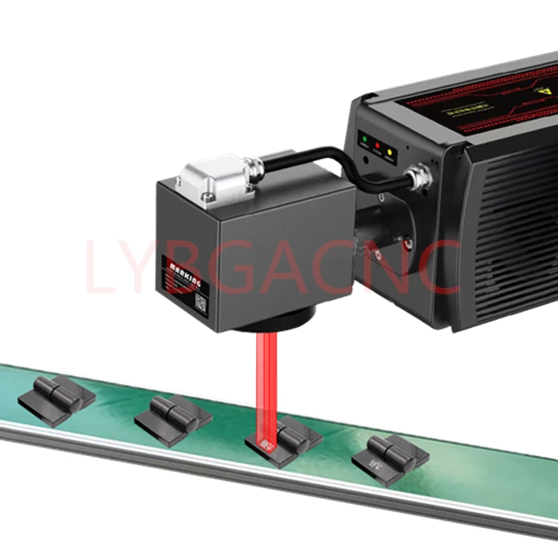 Mesin Penanda Laser Terbang 60W 40W Sinar Ultraviolet Ungu Cahaya Dingin UV 3W 5W & Pipa Logam CO2 Sumbu Putar Opsional 220V 110V