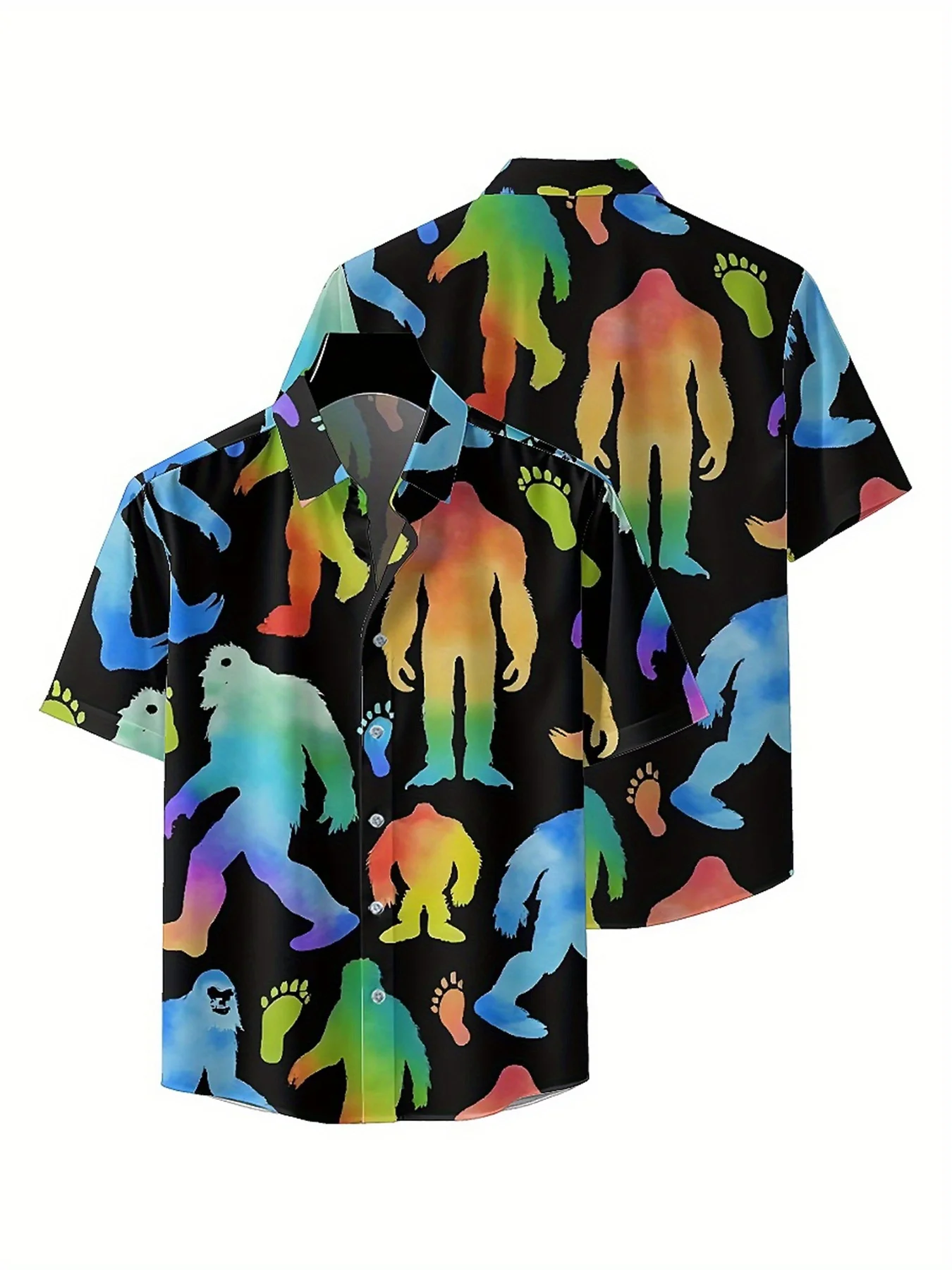 Men's Plus Size Hawaiian Shirts Mysterious Creature Camouflage Pattern,New in Summer Fashion Tops,Hip Hop Rock Streetwear