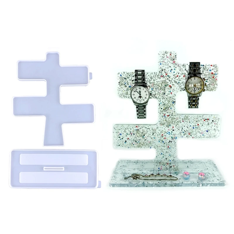 

Watch Display Stand Resin Mold Silicone Crystal Watch Rings Holder Epoxy Resin Casting Mold for DIY Jewelry Storage Rack
