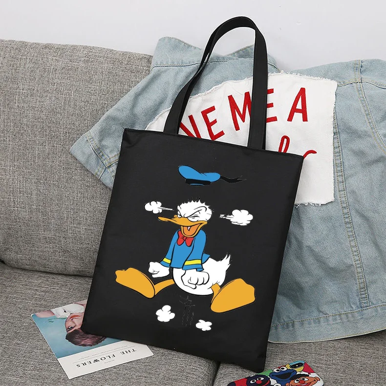 

Складная многоразовая тканевая сумка-шоппер Disney Donald Duck в стиле Харадзюку, студенческая парусиновая большая сумка, сумка для покупок, сумка