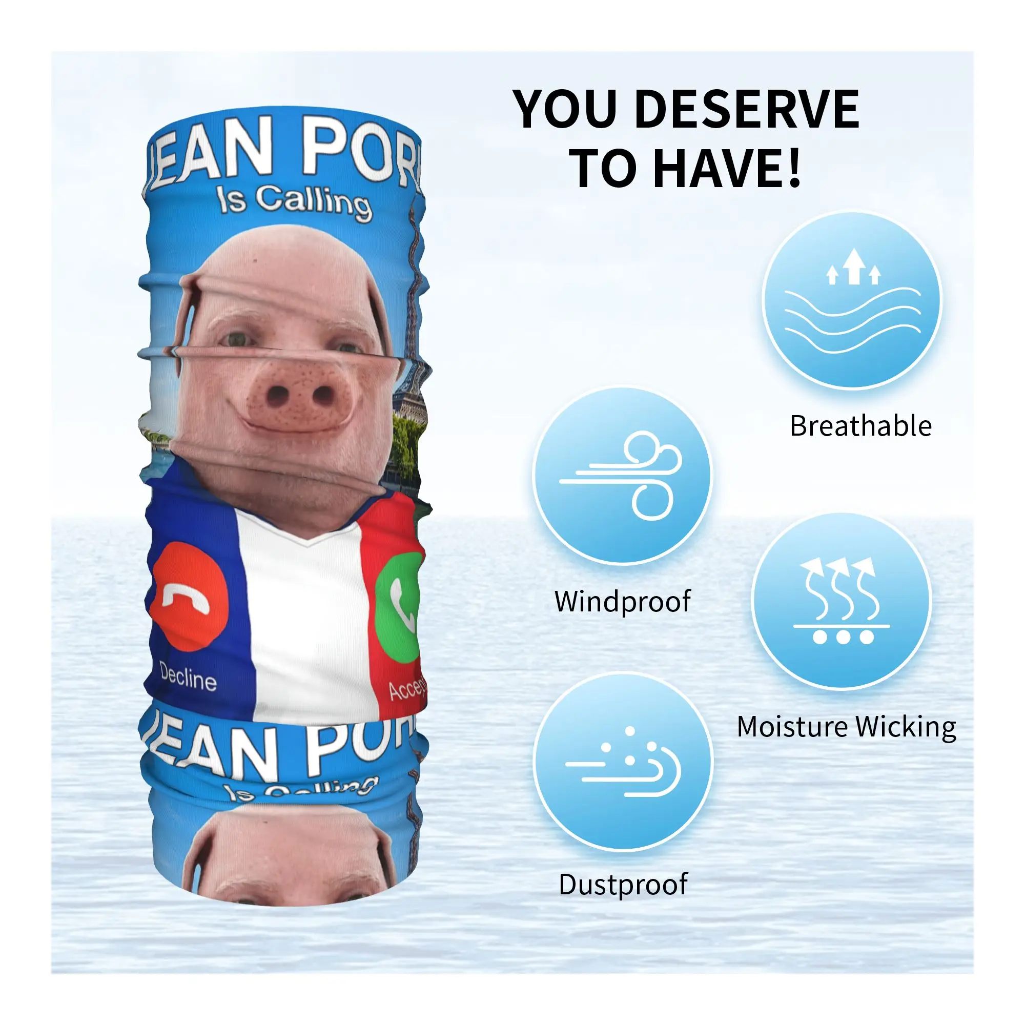 Jean John Pork is Calling Brainrot Meme Bandana Neck Gaiter Printed France Balaclavas Mask Scarf Headband Hiking Unisex Adult - view 4