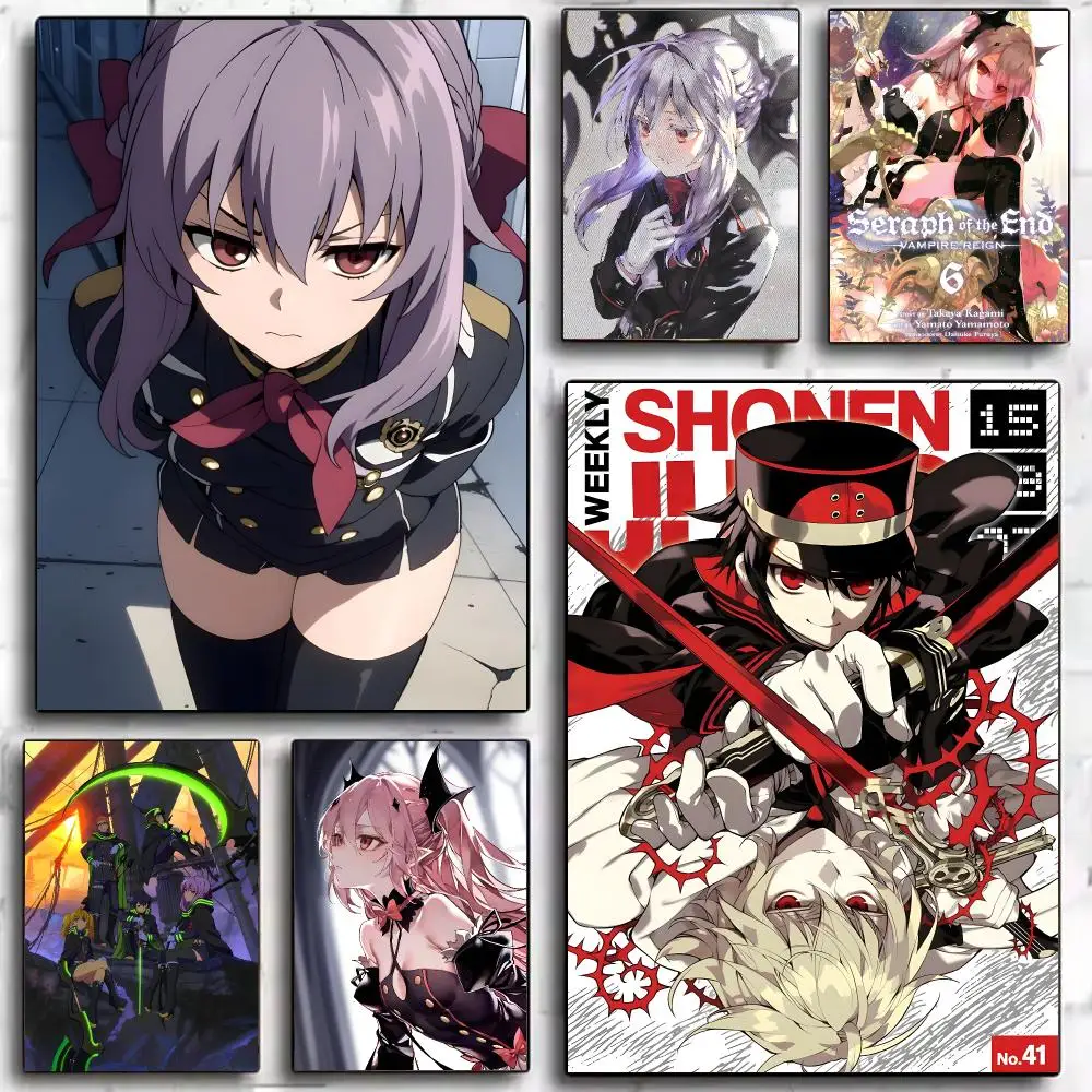 Dark Anime S-seraph of the End Poster Trendy Aesthetic Self-Adhesive Wall Poster Room Decor for Bedroom & Dorm