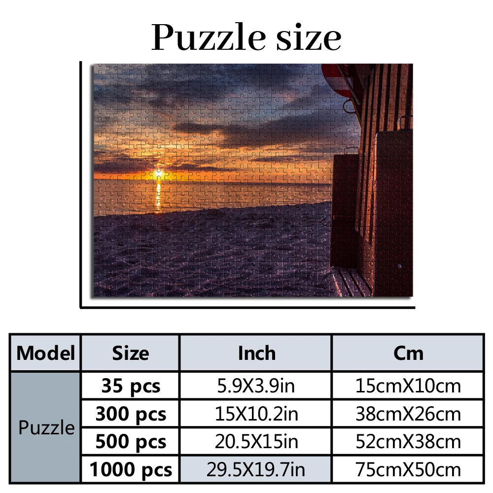 Personalized Custom Photo Puzzle Customized Seaside Cabin Sunset Theme Puzzle Toys for Kids Gifts view 2