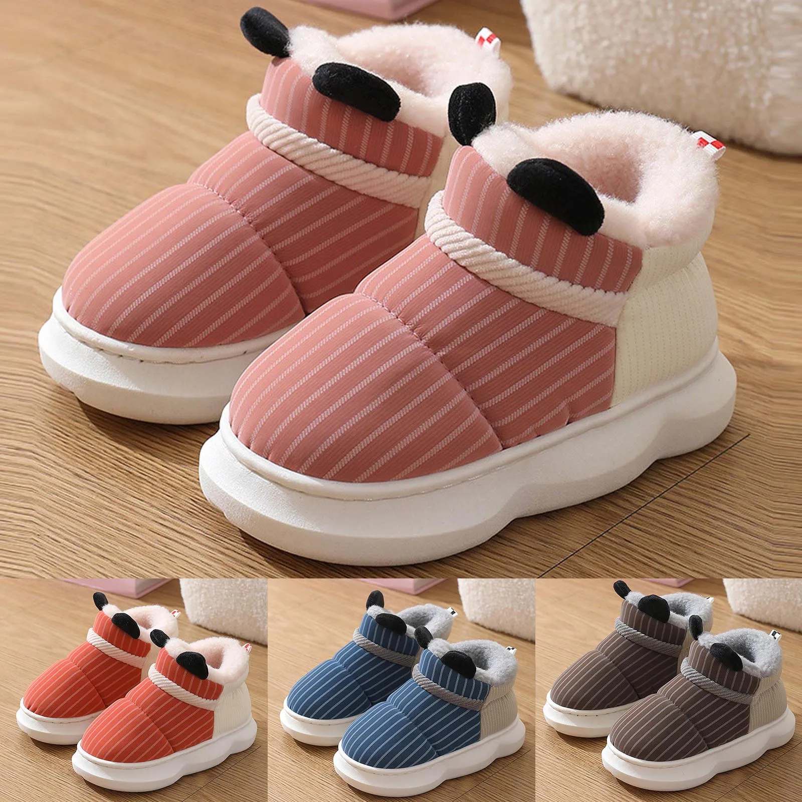 

Toddler Slipper Children Slippers Fashionable Pattern Cute Ear Decoration Thickened Warmth Comfortable Toddler Slippers Size 9