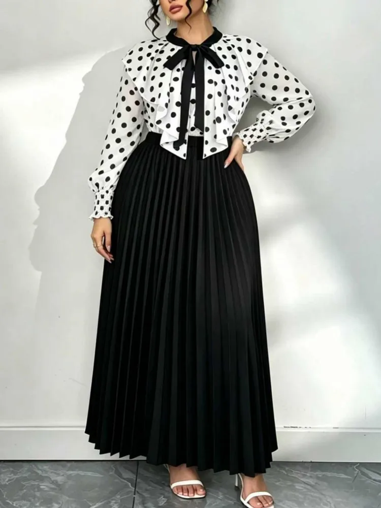 2 Piece Set XL-4XL Plus Size Clothes Dresses Women Robes Long Sleeve Street Style Casual 3XL 4XL Big Size Maxi Dress Oversized