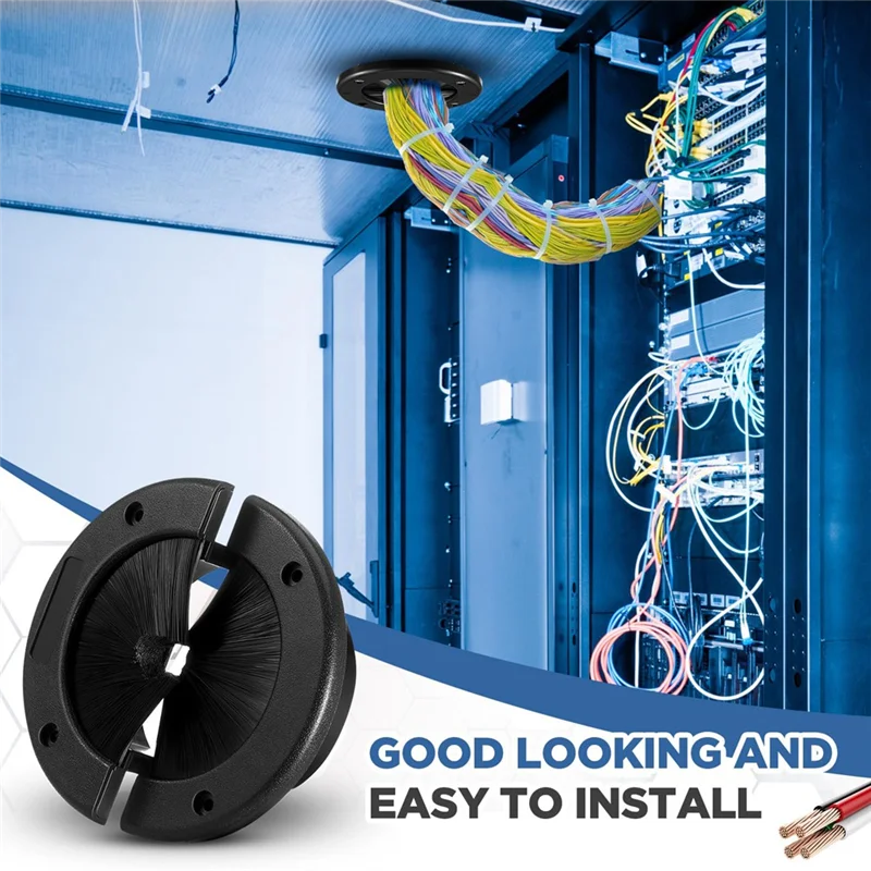 

A70P 6-дюймовая круглая втулка-щетка, 2 упаковки, управление воздушным потоком для поднятого пола, для домашнего центра обработки данных, стены, пола, кабеля