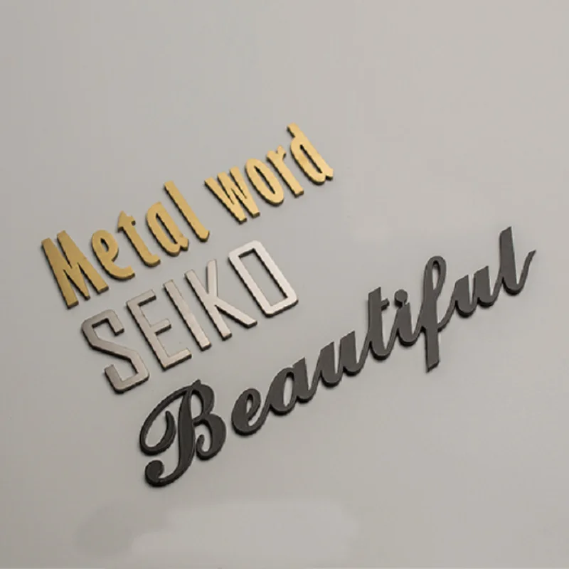 Custom made laser cut solid brushed stainless steel letters, plating gold metal store sign