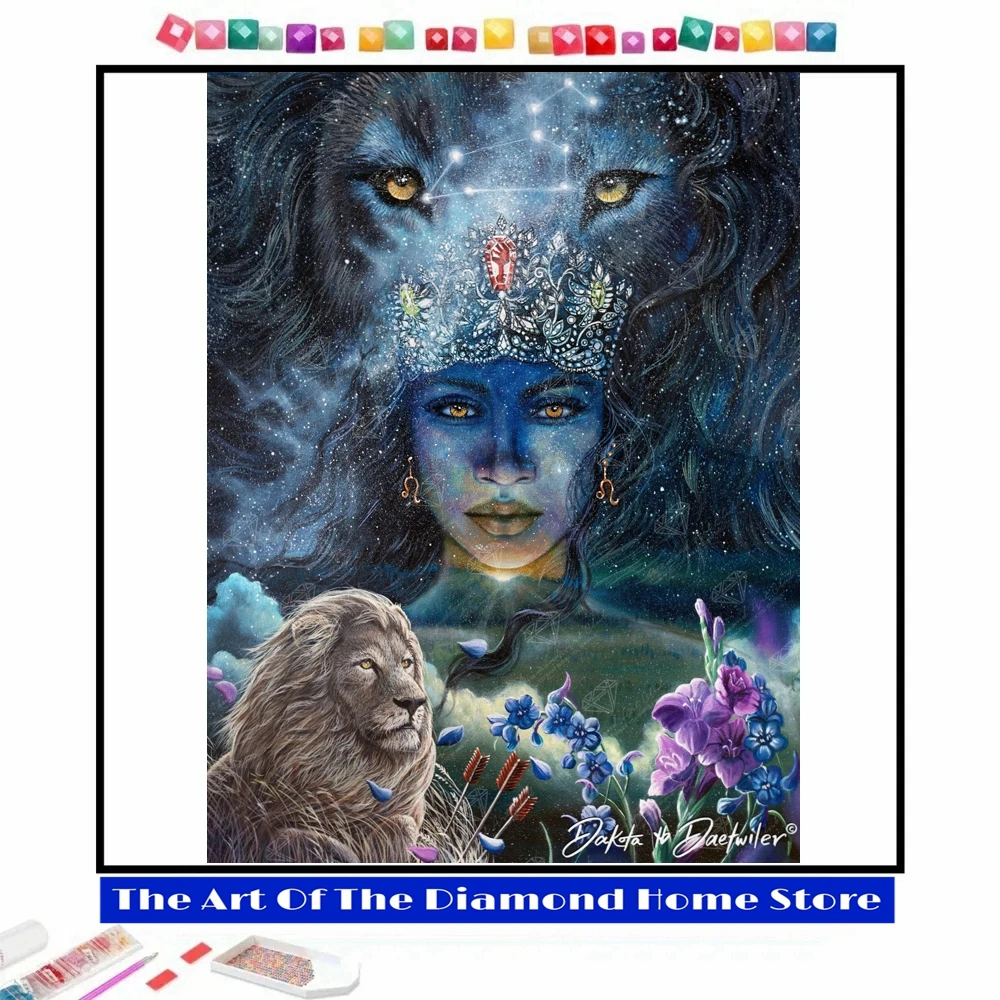 

Lion Woman 5D DIY AB Diamond Painting Embroidery Mosaic Cross Stitch Fantasy Fairy Animals Handicraft Home Decor Children's Gift