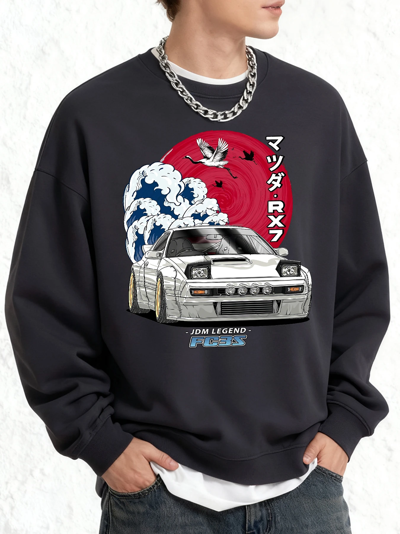 Remate De Vehiculos Retirados De Circulacion طباعة البلوز الشارع فضفاض البلوفرات الخريف رجالي خمر هودي س الرقبة مريح القمم #3