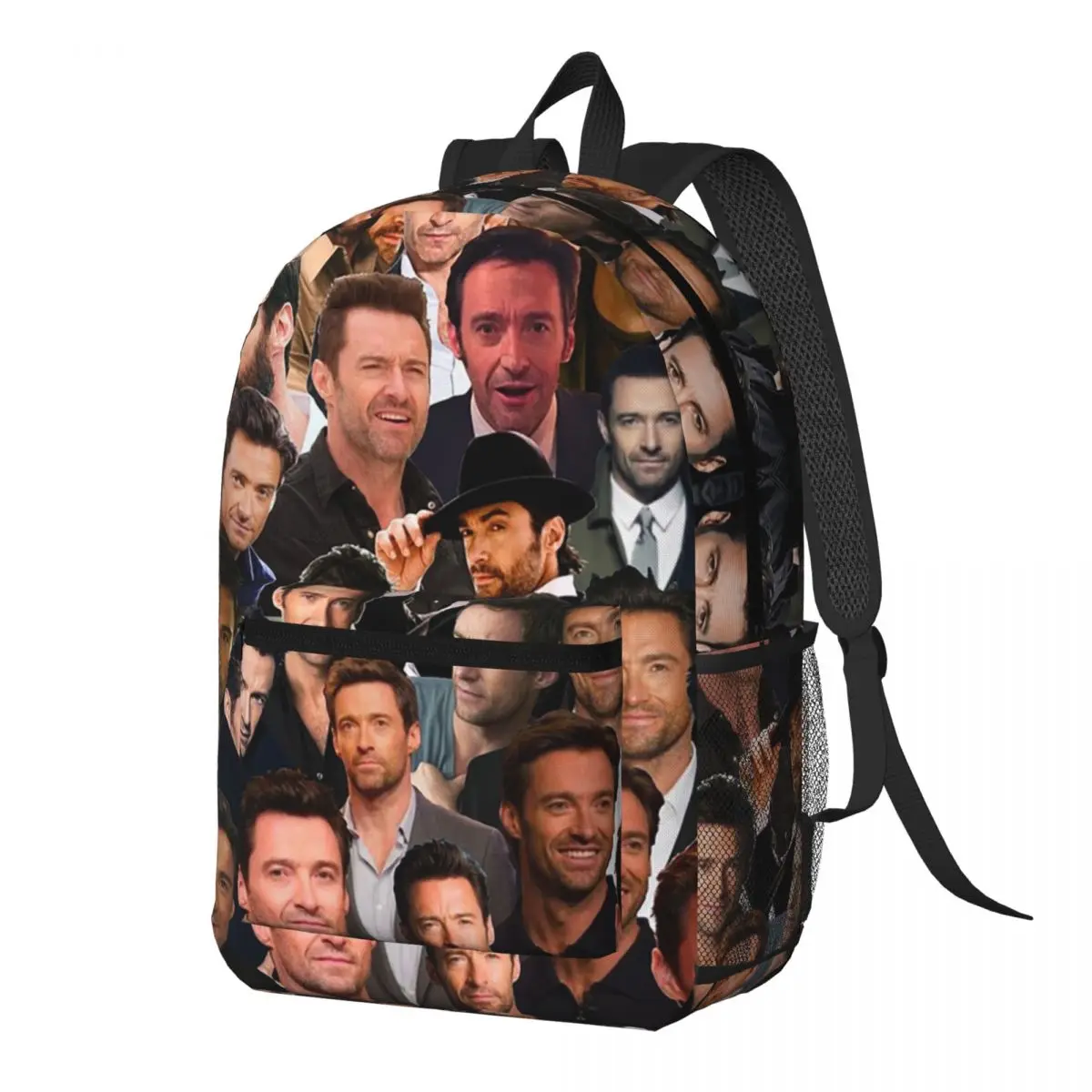 Hugh Jackman Photo Collage Backpack Daypack Large Capacity Children BookBag School Bag Shoulder Bags for Men Women