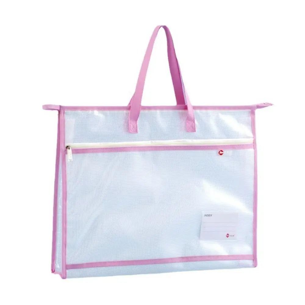 with Zipper and Handle A3 Project Bag Large Capacity Mesh PVC Mesh Art Bag Multifunctional Waterproof Storage Bag