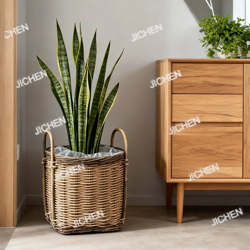 

Ретро цветочная корзина из ротанга, зеленый набор растений, горшок, цветочный горшок, гостиная, балкон, проживание в семье, украшение для окна, корзина, портативный цветок