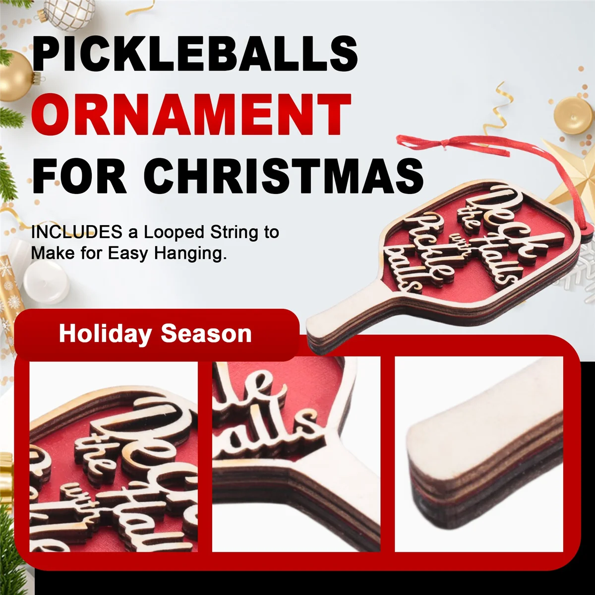 A71Z Deck mit Pickleballs-Ornament für Weihnachten, für Pickleball-Liebhaber, besonderes und Geschenk
