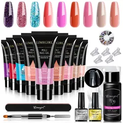 LIMEGIRL Nail Extension UV Gel Set For Finger French Quick Extension Gel Soak Off Nail Art DIY Manicure Gel Varnish Nail Kits
