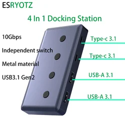 ESRYOTZ USB C Hub 4 Ports USB Type C to USB3.1 Gen2 Hub Splitter Adapter 10Gbps for MacBook Pro Air iPad Pro Laptop Desktop PC