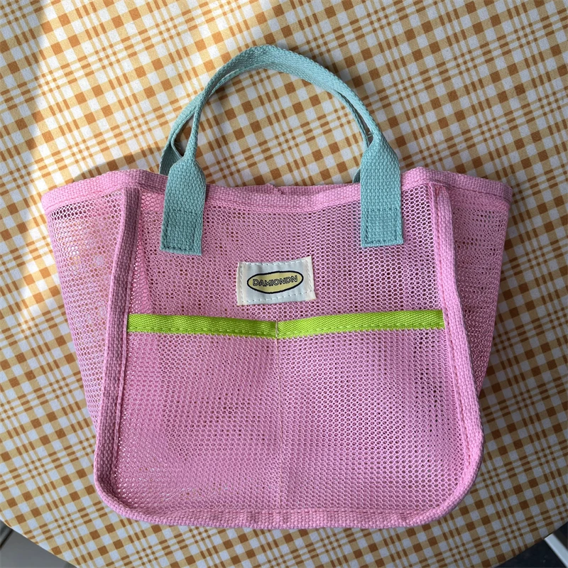 Outdoor Travel Children's Portable Storage Bag Women's Toiletries Handbags Clutch Tote Purse Summer Beach Mesh Shoulder Bags