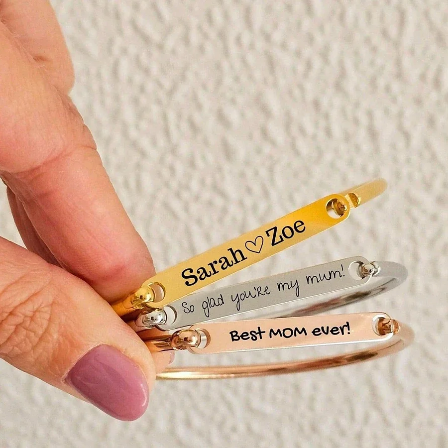 10 pcs/lot personalized stainless steel DIY custom name bracelet 18k genuine gold electroplated open titanium steel bracelet