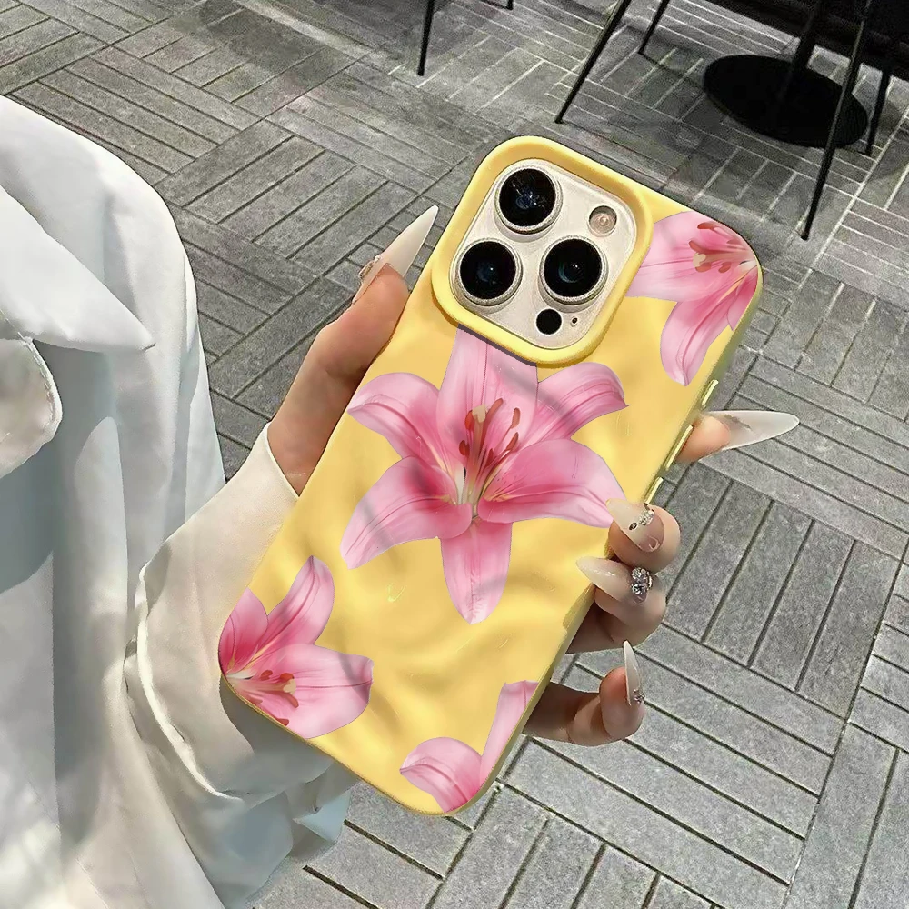 Luxuriöse Romantische Lilien-Blumen-Handyhülle für iPhone 17 16 15 14 13 12 11 Pro Max 14 Plus 17 Air Falten-Wellen Weiche Silikonhülle – Detail 5