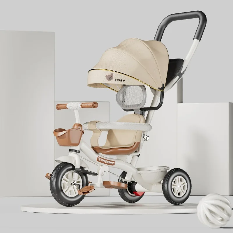 

Детский трехколесный велосипед-коляска с ручкой для толкания, легкий, многофункциональный, складной, портативный