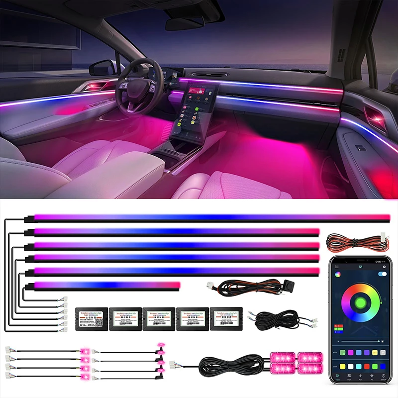 110cm Car Acrylic Ambient Symphony RGB LED Car Atmosphere Light Bar Strips Replace the Broken Defective Replacement Ambient 12V