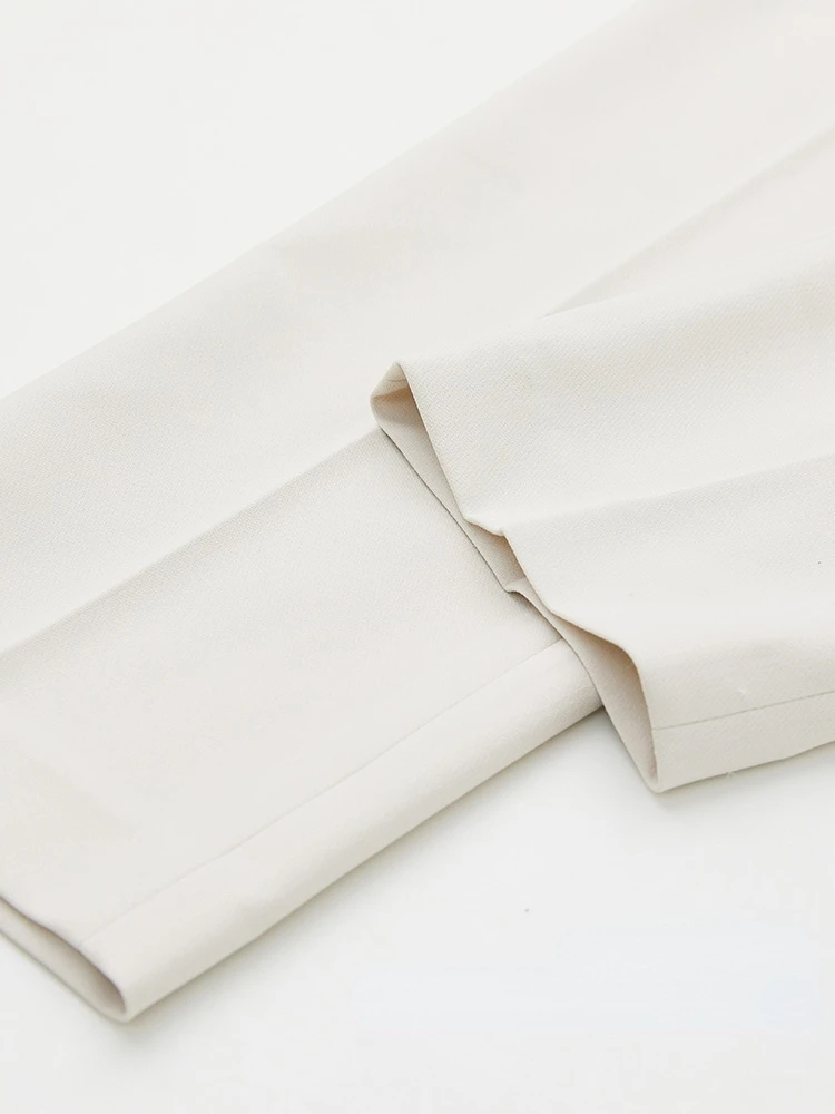 Fsle senhora do escritório branco calças casuais streetwear cintura alta mulheres calças cortadas elegante outono calças de inverno inferior
