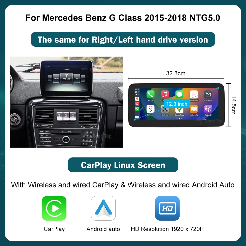 Draadloze CarPlay Android Auto Multimedia Linux NTG4.5 NTG5.0 Systeem Scherm voor Mercedes-Benz G Klasse W463 2013-2018 - afbeelding 1