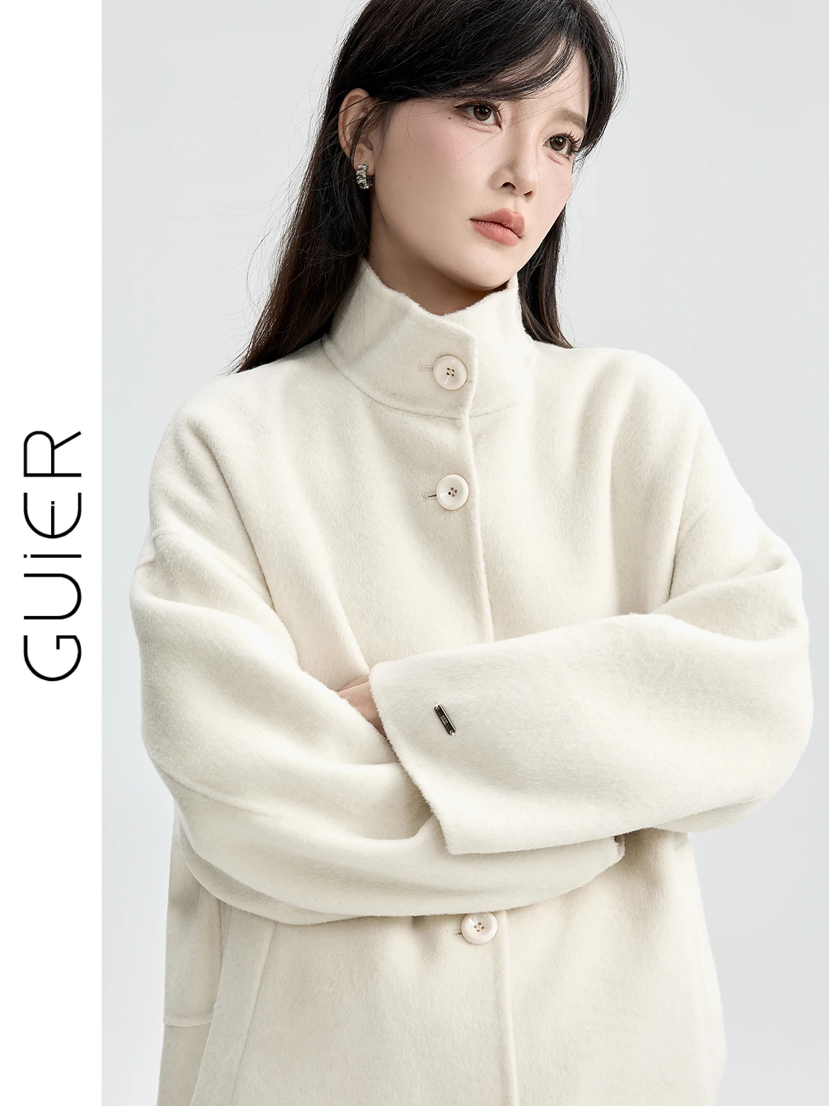 

Double-Sided Woolen Coat Women's ort Sle Autumn Winter 2025 New Gentle Characteristic Tweed Jaet Fem Faion