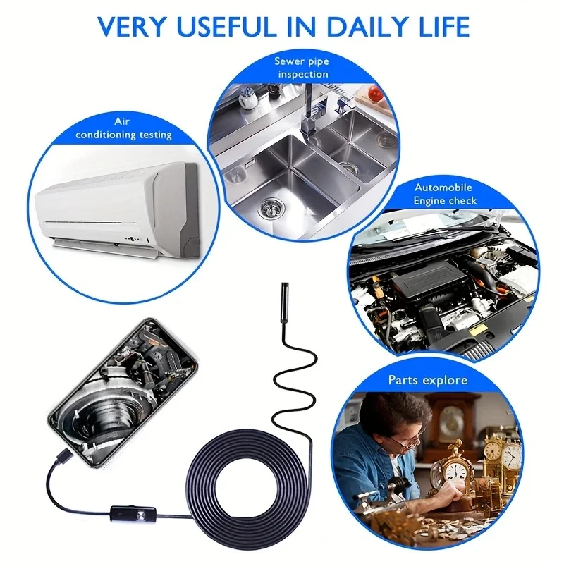 7mm Lens for Industrial Cameras And Endoscopes Compatible with Type-C/Android Mobile Phone Cameras Used for Pipeline Inspection